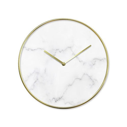 Reloj de pared mármol blanco y dorado