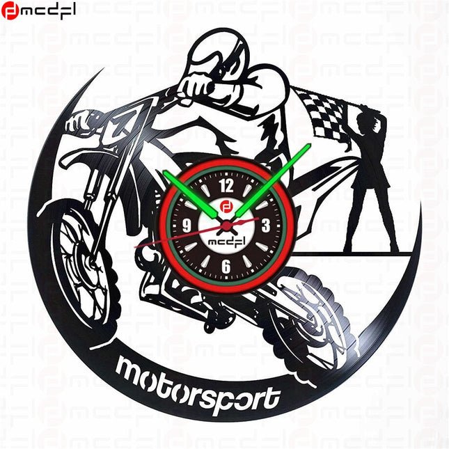 Reloj de pared moto rojo y verde