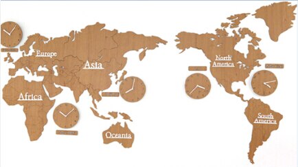 Reloj de pared mapa mundial zonas horarias