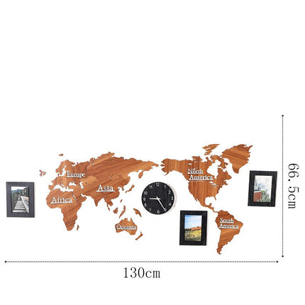 Reloj mapamundi adhesivo efecto madera