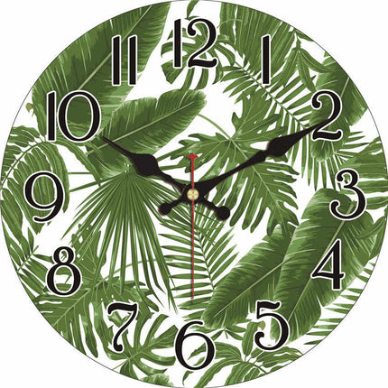 Reloj de pared estampado hojas tropicales