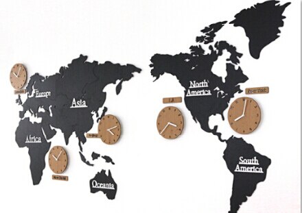 Reloj de pared mapa mundial zonas horarias