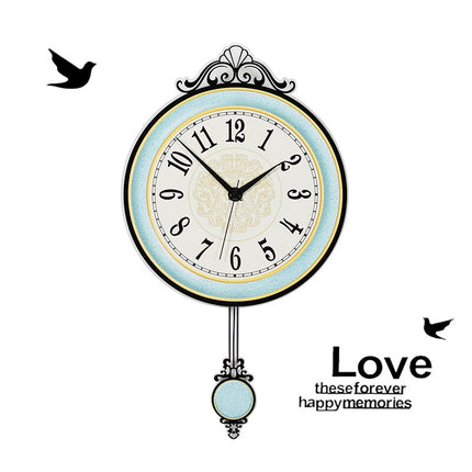Reloj de péndulo moderno pared azul