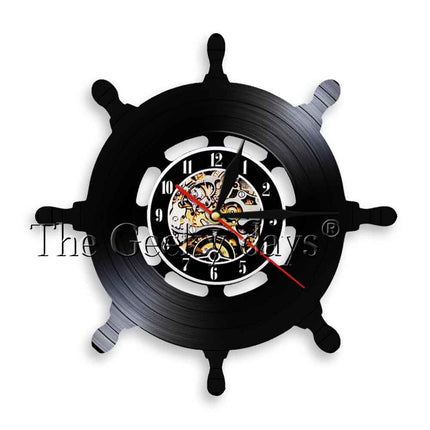Reloj de vinilo con ancla marinera