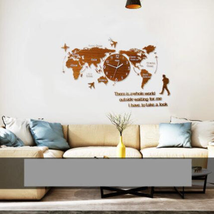 Reloj de pared mapamundi acrílico plateado