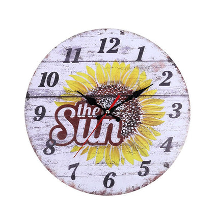 Reloj de pared redondo con girasol