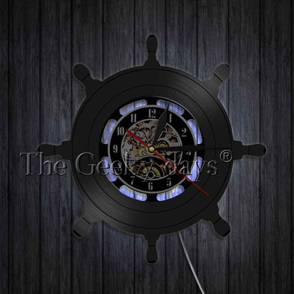 Reloj de vinilo con ancla marinera