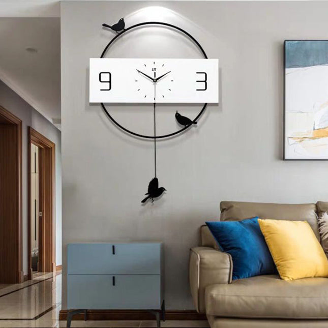 Reloj de pared madera con pájaros