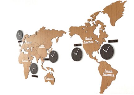 Reloj de pared mapa mundial zonas horarias