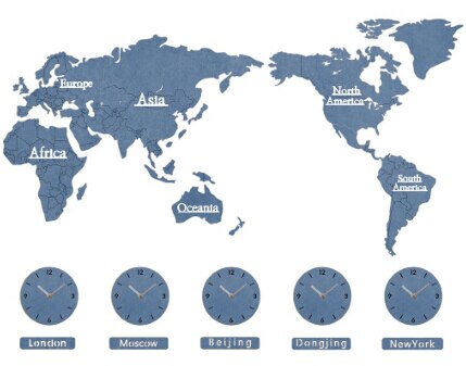 Reloj de pared mapa mundial zonas horarias