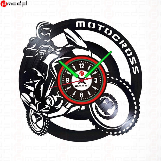 Reloj de pared moto rojo y verde