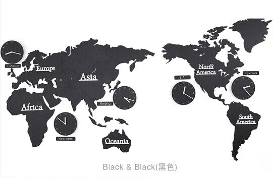 Reloj de pared mapa mundial zonas horarias