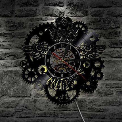 Reloj de pared LED steampunk con engranajes
