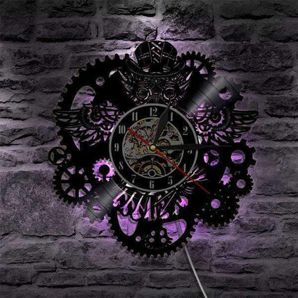 Reloj de pared LED steampunk con engranajes
