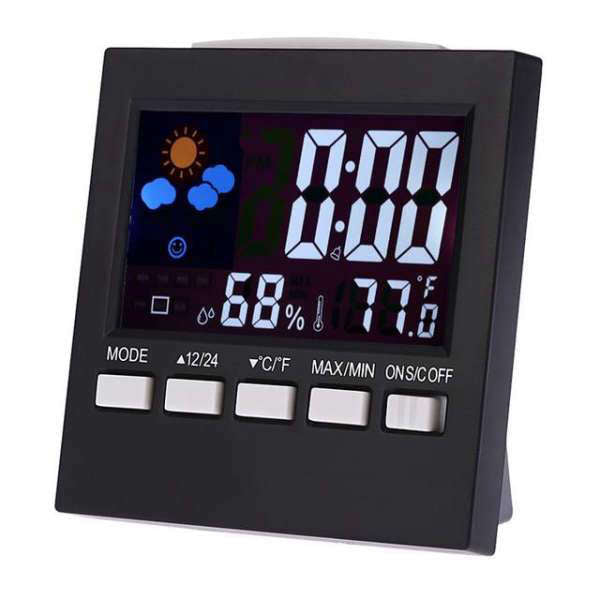 Estación meteorológica con reloj despertador digital