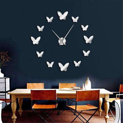 Reloj de pared adhesivo con mariposas