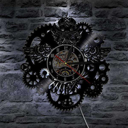 Reloj de pared LED steampunk con engranajes