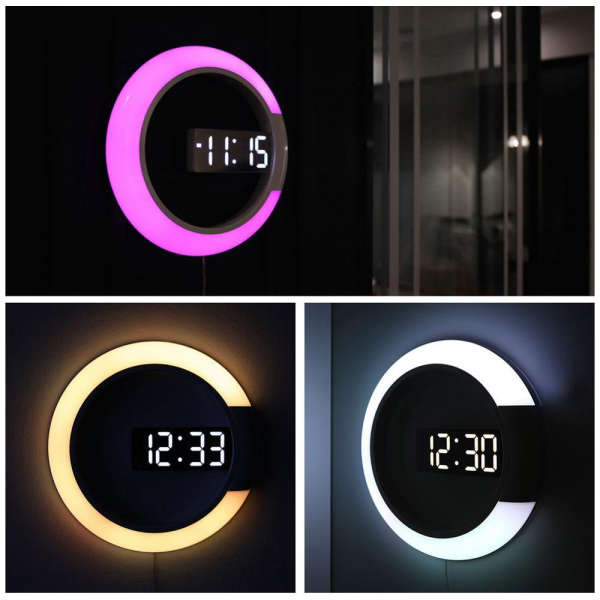 Reloj de pared digital redondo moderno
