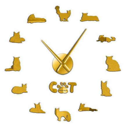 Reloj de pared adhesivo razas gatos
