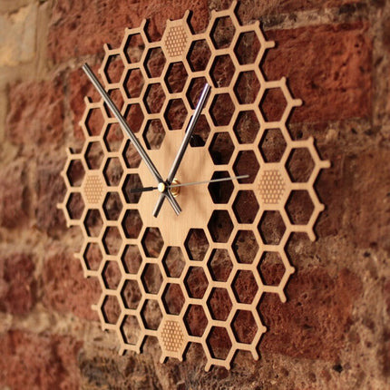 Reloj de pared madera panal abeja