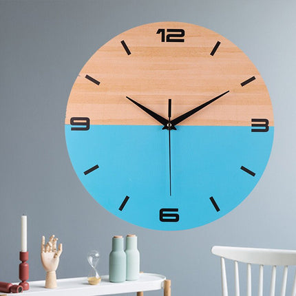 Reloj de pared moderno madera azul
