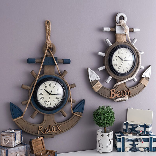 Reloj de pared marinero forma ancla
