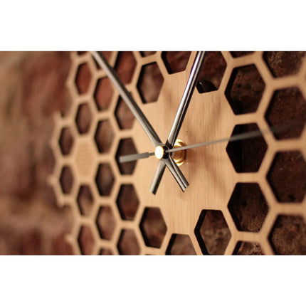Reloj de pared madera panal abeja