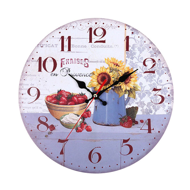 Reloj de pared redondo con girasol