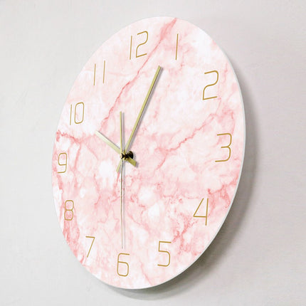 Reloj de pared rosa efecto mármol