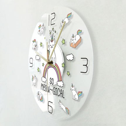 Reloj de pared LED con gatos unicornio