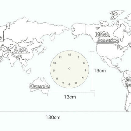 Reloj de pared mapamundi con husos horarios