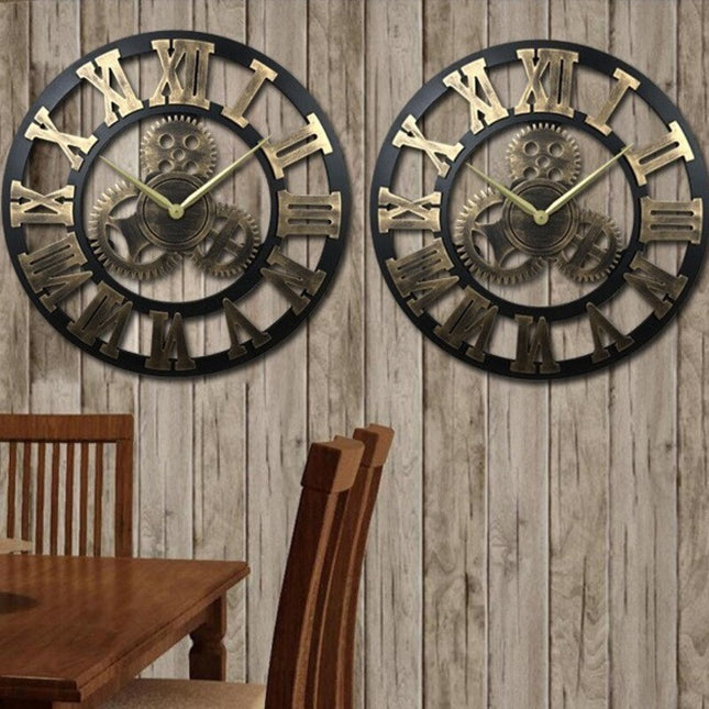 Reloj de pared grande con engranajes