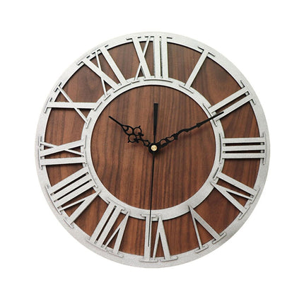 Reloj de pared madera y metal negro