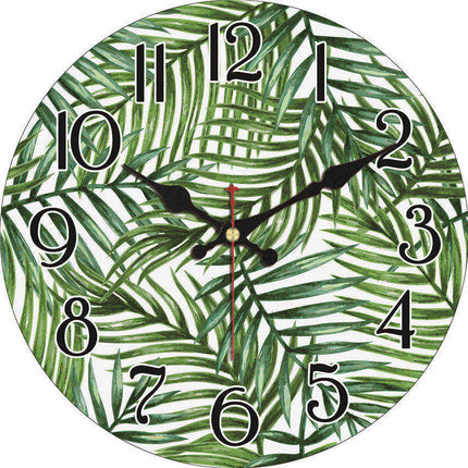 Reloj de pared estampado hojas tropicales