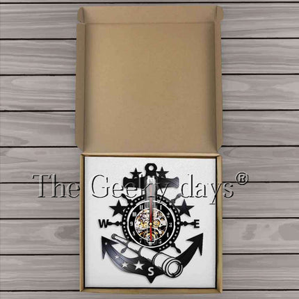 Reloj de vinilo con ancla marinera