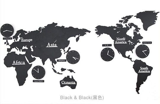 Reloj de pared mapa mundial zonas horarias