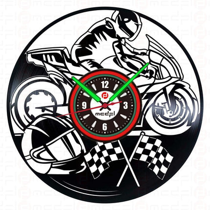 Reloj de pared moto rojo y verde