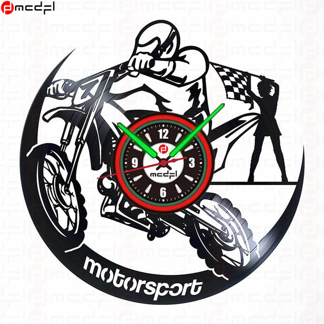 Reloj de pared moto rojo y verde