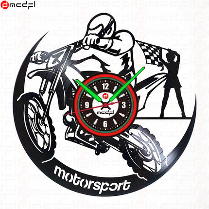 Reloj de pared moto rojo y verde