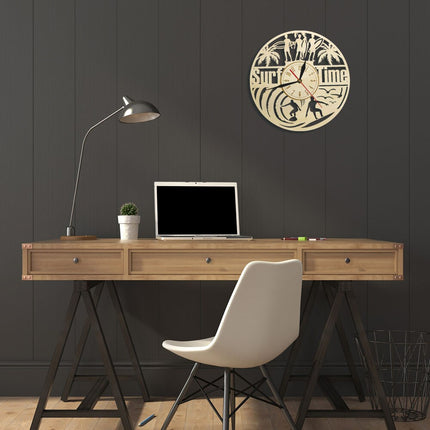 Reloj de pared madera tema surf
