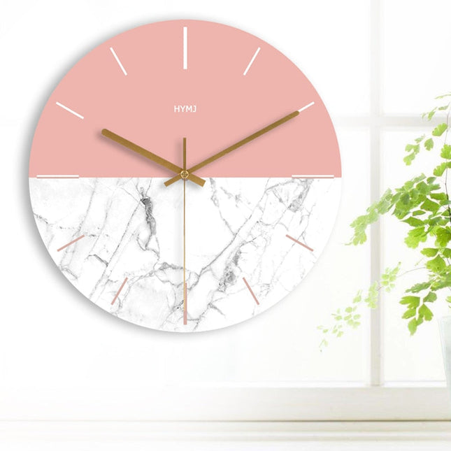 Reloj de pared madera rosa y blanco