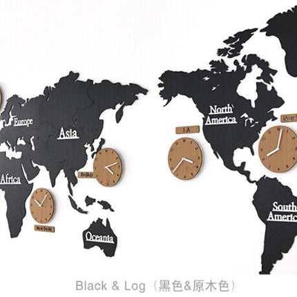 Reloj de pared mapa mundial zonas horarias