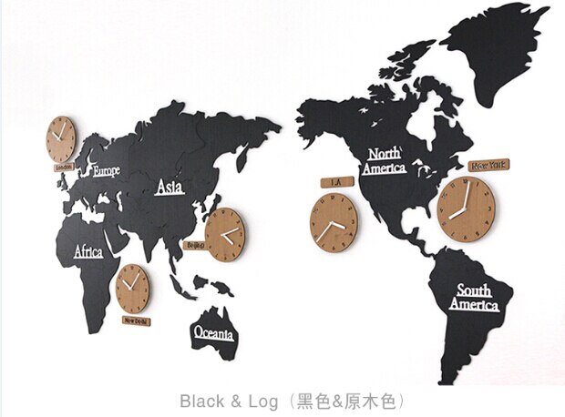 Reloj de pared mapa mundial zonas horarias