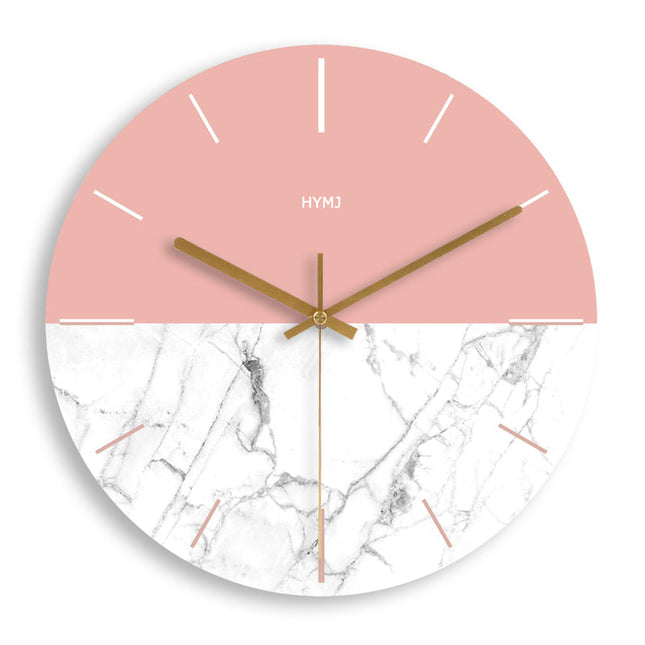 Reloj de pared madera rosa y blanco
