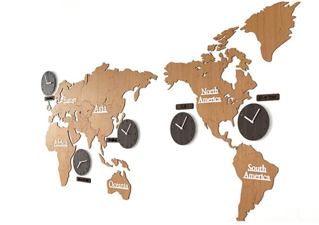 Reloj de pared mapa mundial zonas horarias