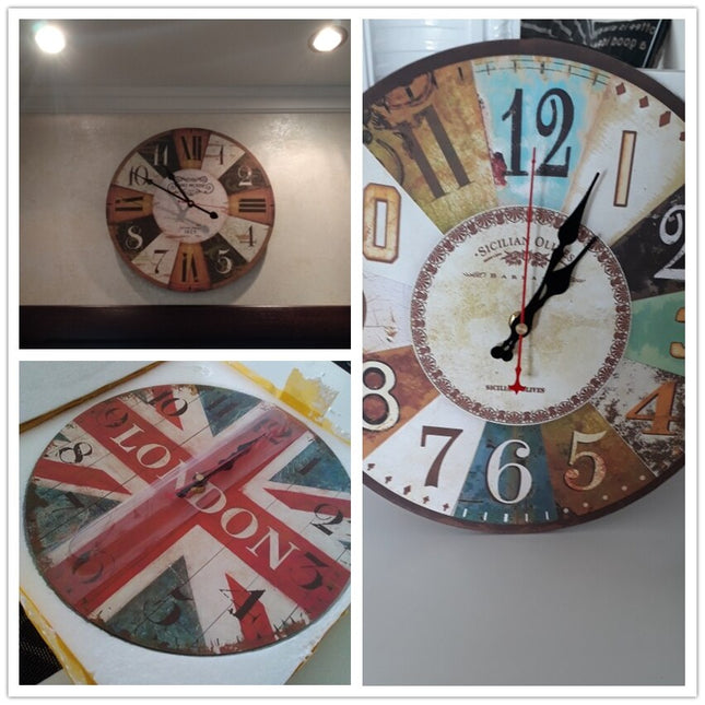 Reloj de pared estampado hojas tropicales