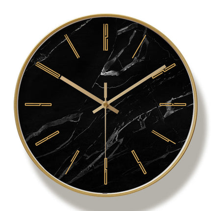 Reloj pared mármol negro y dorado