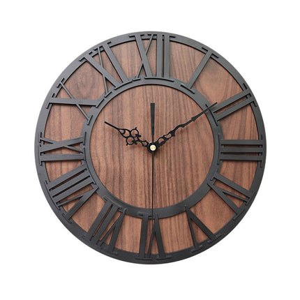 Reloj de pared madera y metal negro