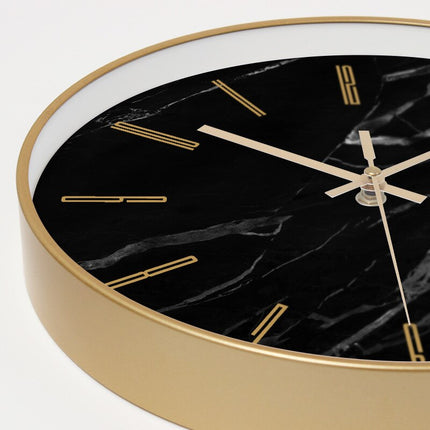Reloj pared mármol negro y dorado