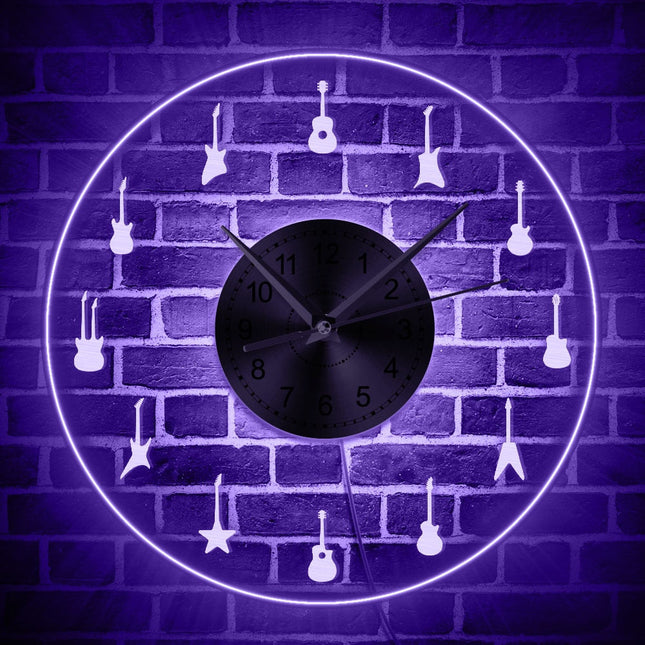 Reloj de pared LED con guitarras